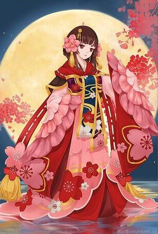 Girl In A Red Kimonos Painting By Numberss.png