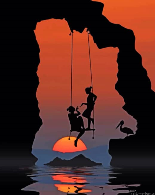Girls In Swing Silhouette Painting By Numberss.png
