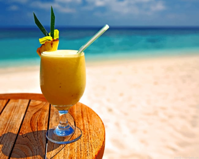 Glass Of Juice In Summer Painting By Numberss.png