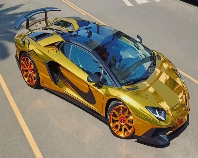 Golden Lamborghini Car Painting By Numberss.png