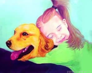 Golden Retriever With Girl New Painting By Numberss.png