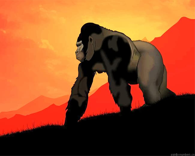 Gorilla Art Sunset Animals Painting By Numberss.png