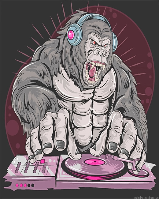 Gorilla Dj Music Party Animals Painting By Numberss.png