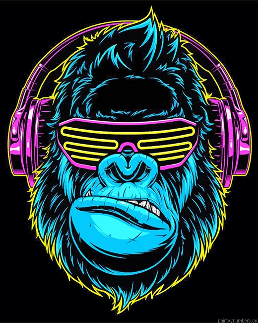 Gorilla Headphones Illustration Painting By Numberss.png