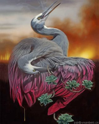 Great Blue Heron Birds And Cactus Painting By Numbers.png