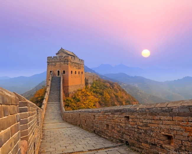Great Wall Of China At Sunrise Painting By Numberss.png