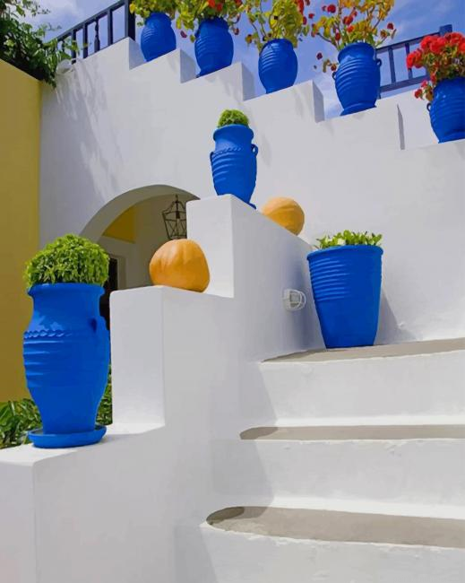 Greece Blue Pots Painting By Numberss.png