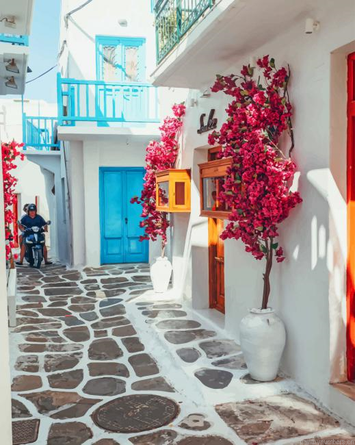 Greece Cobblestone Streets Cities Painting By Numberss.png