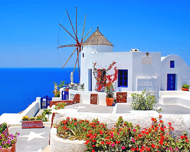 Greece Island Santorini Painting By Numbers.png