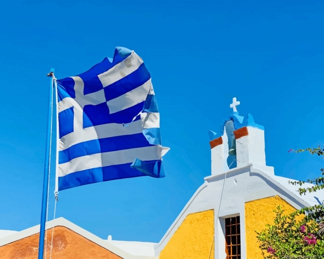 Greek Flag Santorini Church Painting By Numbers.png