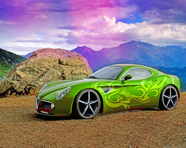 Green Alfa Romeo Cars Painting By Numbers.png