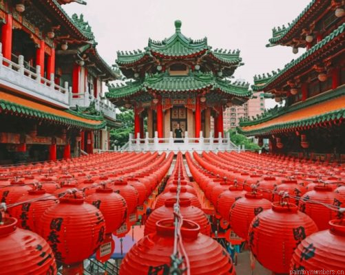 Green And Red Pagoda Temple Painting By Numbers.png