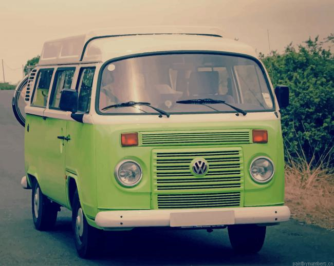Green And White Volkswagen Combi New Painting By Numberss.png