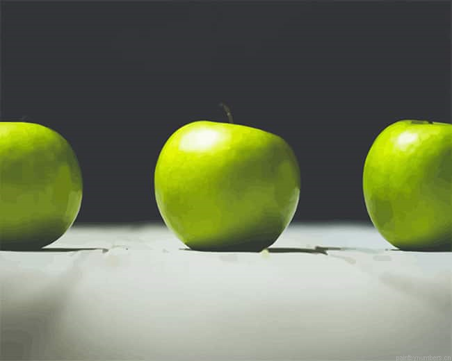 Green Apples Fruits Painting By Numberss.png
