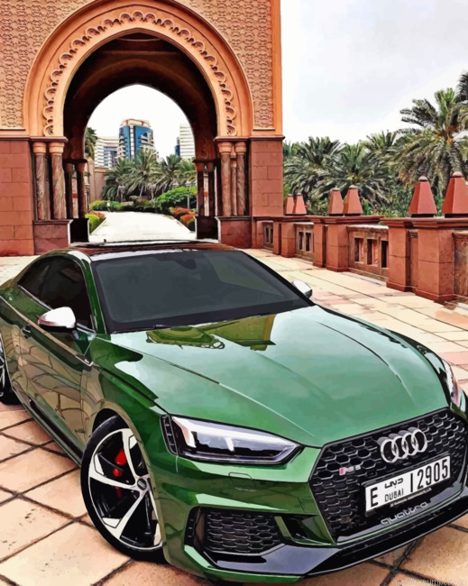 Green Audi Cars Painting By Numberss.png