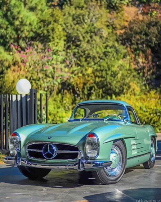 Green Classic Mercedes Cars Painting By Numberss.png