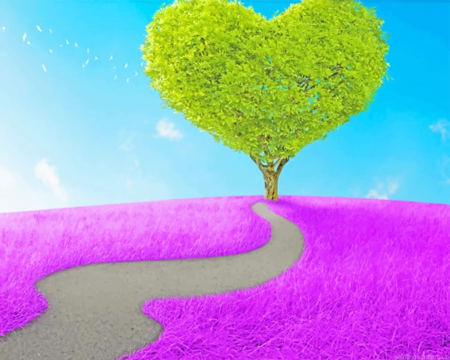 Green Heart Shape Tree Painting By Numberss.png