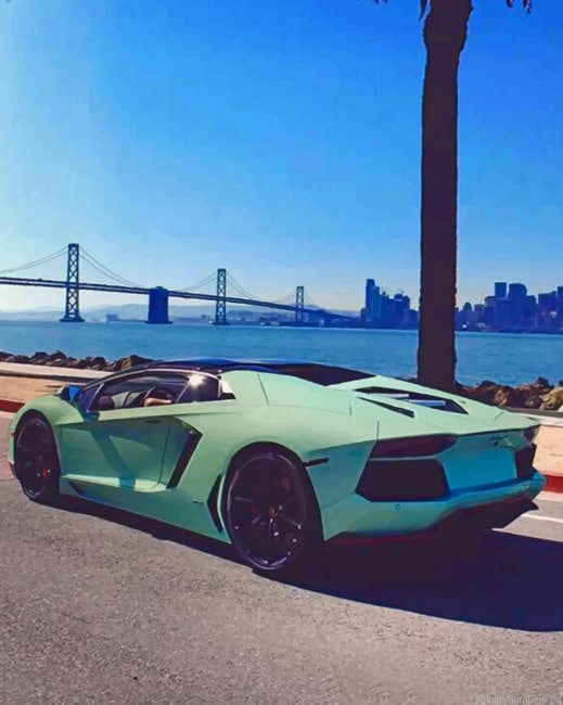 Green Lamborghini Cars Painting By Numberss.png