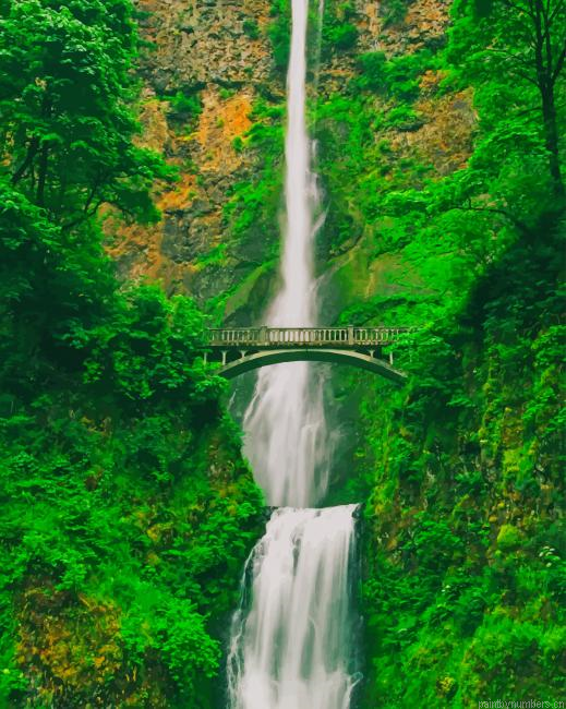 Green Nature Waterfall Painting By Numberss.png