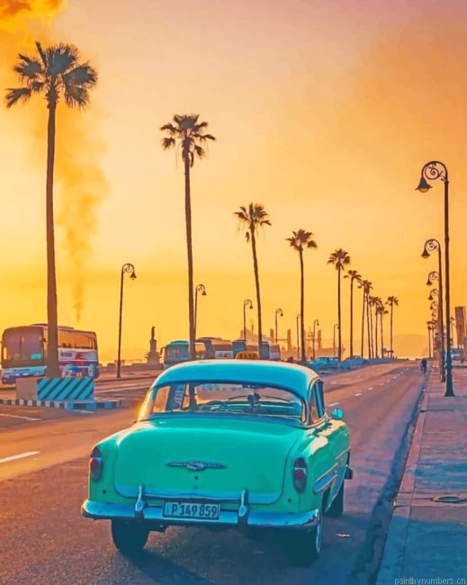 Green Vintage Car Painting By Numberss.png