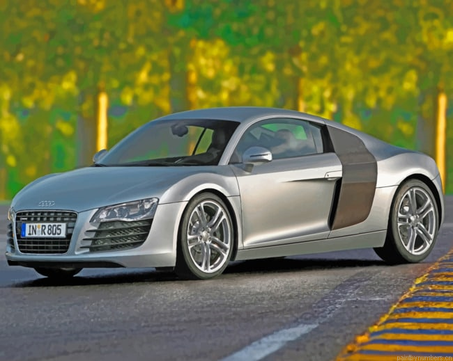 Grey Audi R8 Cars Painting By Numberss.png
