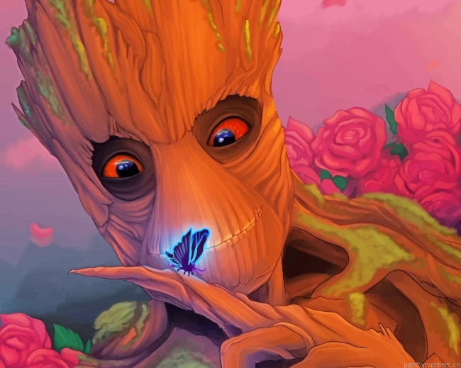 Groot Holding A Butterfly Painting By Numberss.png