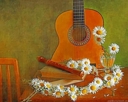 Guitar And Daisies Painting By Numberss.png