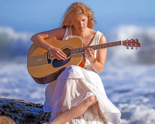 Guitar Artist Girl Painting By Numberss.png