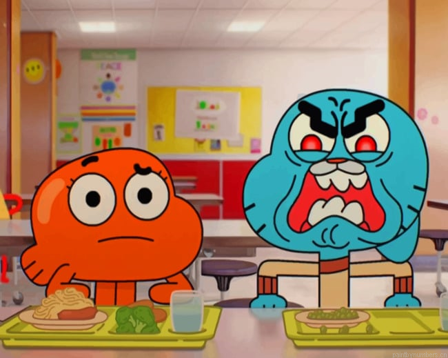 Gumball And Darwin Eating Cartoons Painting By Numberss.png