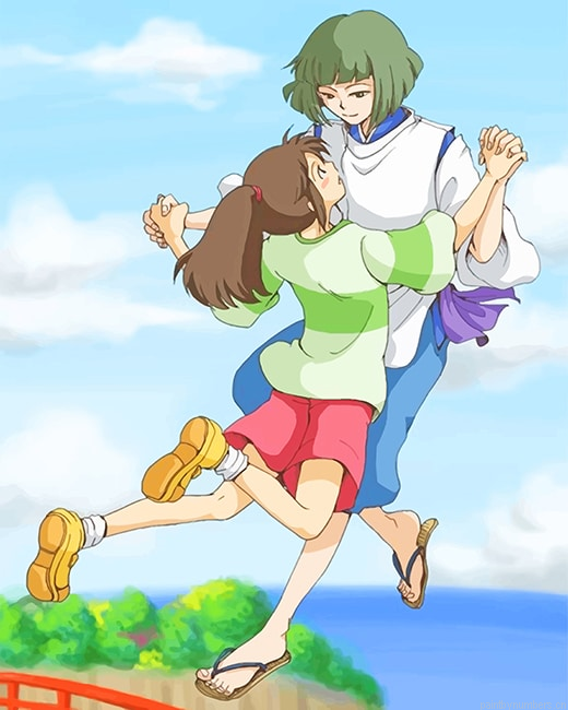 Haku And Chihiro Dancing Spirited Away Painting By Numberss.png