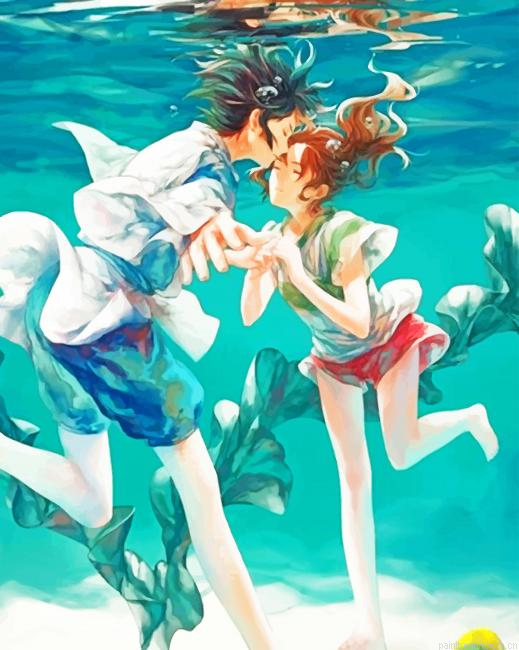 Haku And Chihiro Under Water Animations Painting By Numberss.png