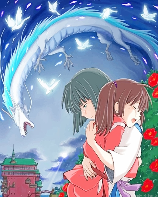 Haku And Chihiro Spirited Away Animations Painting By Numberss.png