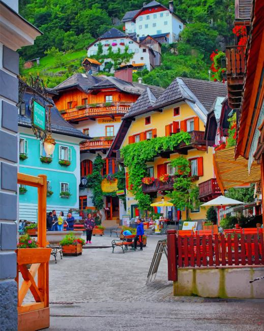Hallstatt Town In Austria Painting By Numberss.png