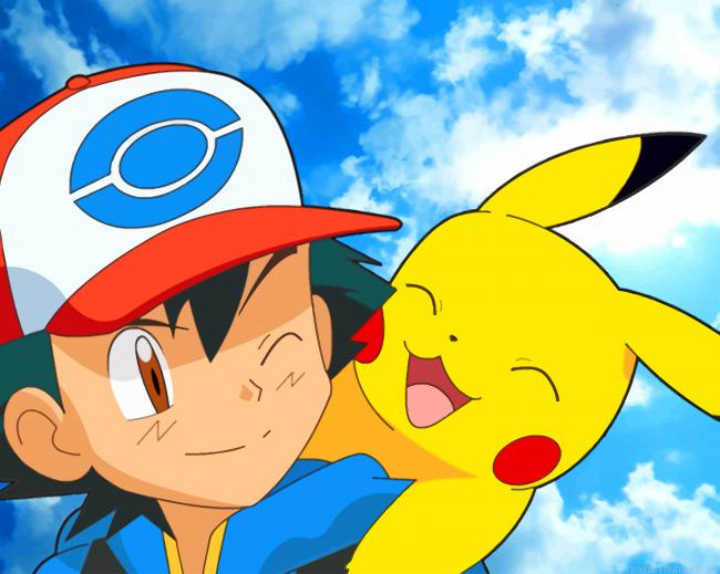 Happy Ash And Pikachu Painting By Numberss.png