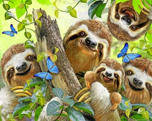 Happy Family Sloths Painting By Numberss.png