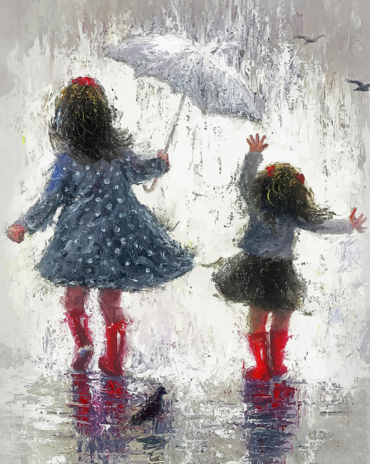 Happy Sisters On A Rainy Day Painting By Numbers.png