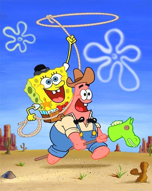 Happy Spongebob And Patrick Cartoons Painting By Numberss.png