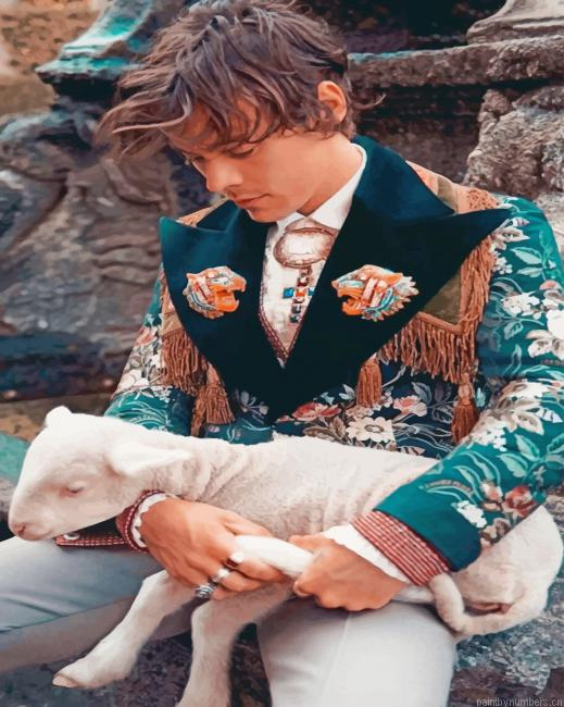Harry Styles With Goat Singers Painting By Numbers.png