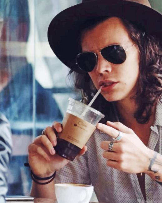 Harry Styles Drinking Coffee Singers Painting By Numberss.png