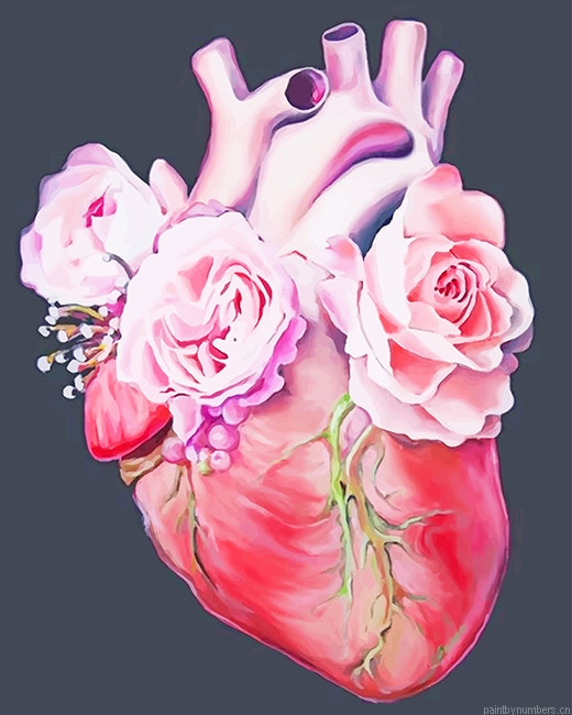 Heart With Pink Flowers Painting By Numberss.png