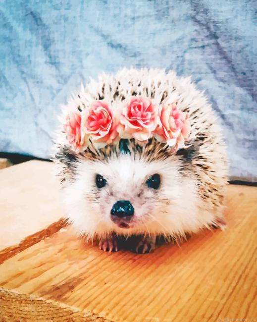 Hedgehog With Flowers Animals Painting By Numbers.png
