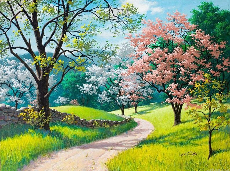 Herry Blossoms Road Painting By Numberss.png