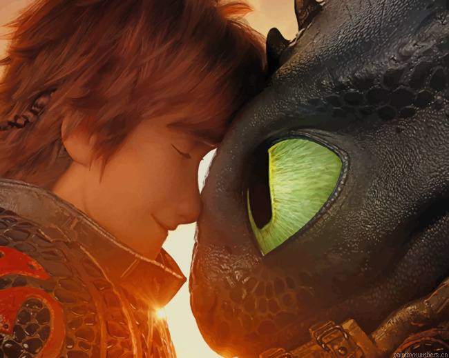 Hiccup Horrendous With Dragon Cartoons Painting By Numberss.png