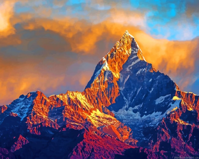 Himalayas And Cloudy Sky Landscapes Painting By Numbers.png