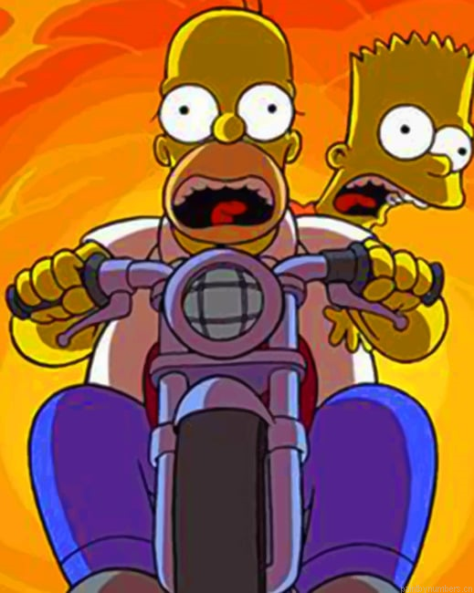 Homer Simpson Riding A Motorcycle Animations Painting By Numberss.png