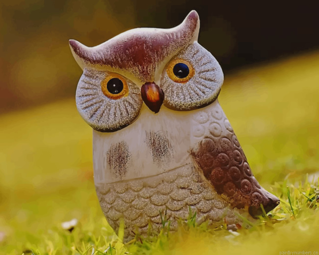 Horned Owl Figurine Bird Painting By Numberss.png