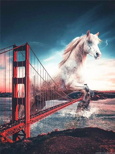 Horse Jumps Overs The Golden Gate Bridge Painting By Numberss.png