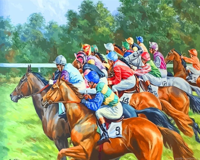 Horses Race Painting By Numberss.png