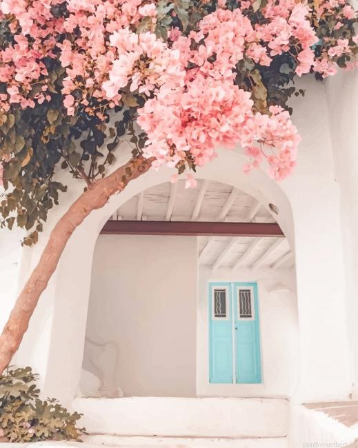 House Cherry Blossom Painting By Numberss.png