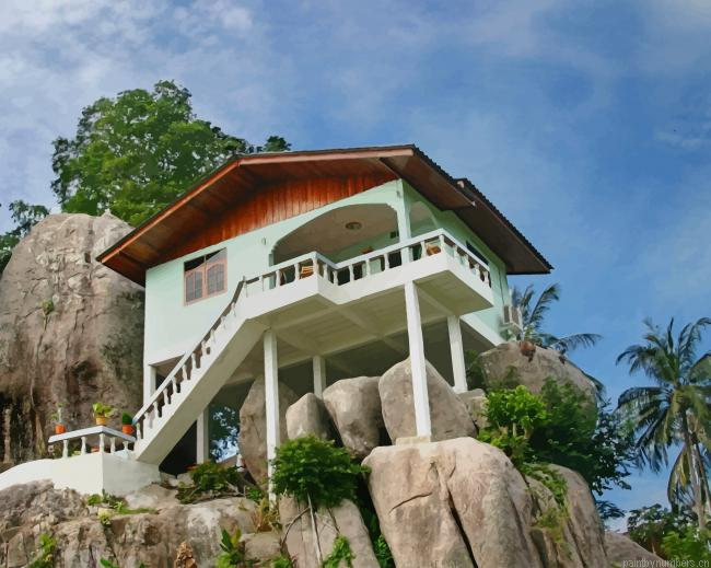 House On Tropical Rock Buildings Painting By Numberss.png
